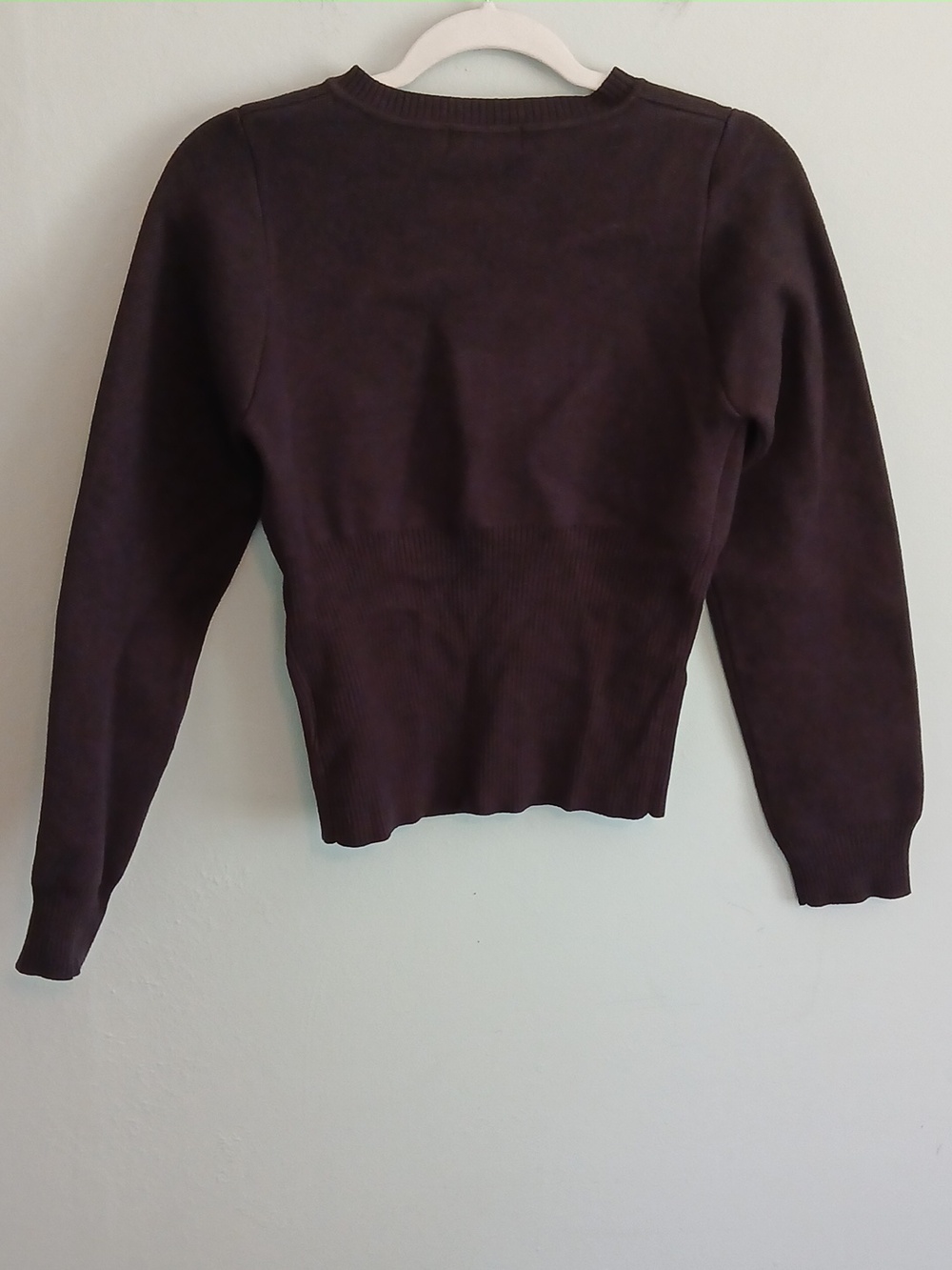 Motel Subra Long Sleeve Ribbed Hem Cardigan in Bitter Chocolate Size XS NWT - Picture 9 of 12